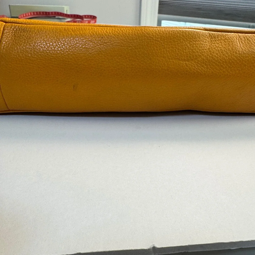 Coach Signature Canvas Hobo Bag Orange Leather Trim Khaki F23279